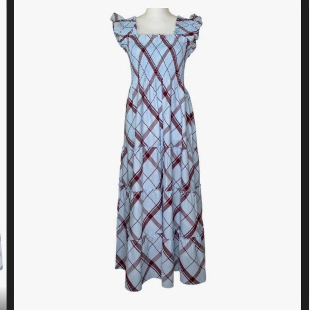 Hill House Nap Dress, size small, blue and red design.